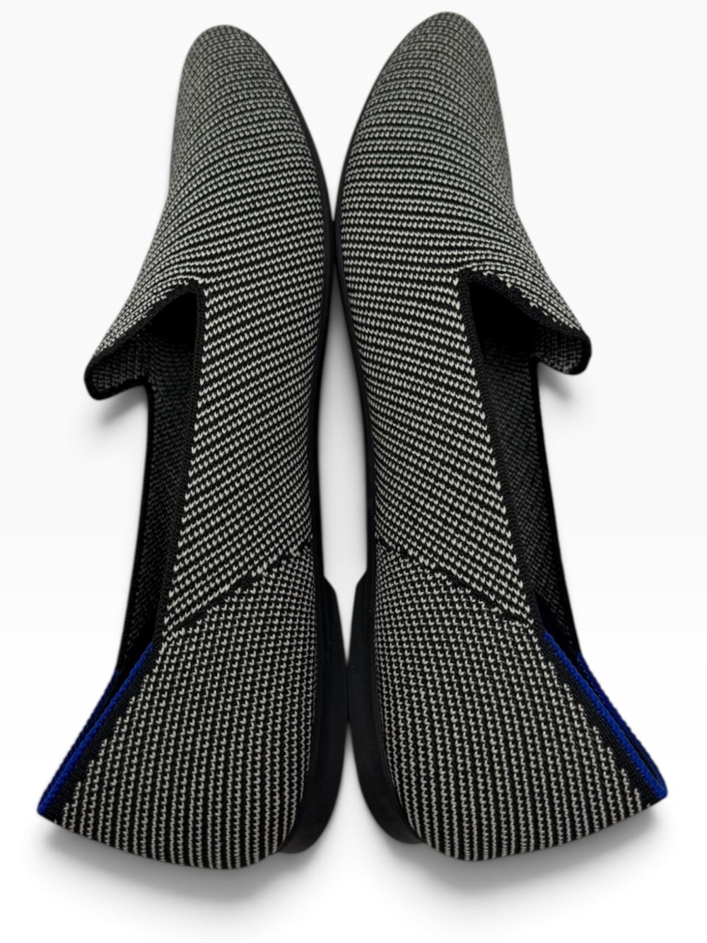 Rothy's The Almond Loafer Women's 9.5 Black White Knit Flats Blue Trim - Picture 3 of 11